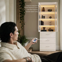 Arched Display Cabinet with Glass Doors and Integrated Lighting