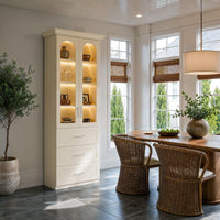 Arched Display Cabinet with Glass Doors and Integrated Lighting