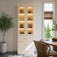 Arched Display Cabinet with Glass Doors and Integrated Lighting