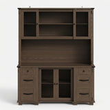 Wood Bookcase with Mesh Doors, Drawers and Open Shelving