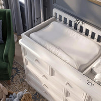 Solid Wood Changing Table with Drawers and Round Knob Handles-White