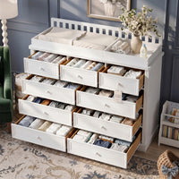 Solid Wood Changing Table with Drawers and Round Knob Handles-White