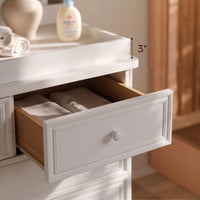 Solid Wood Changing Table with Drawers and Round Knob Handles-White
