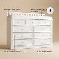 Solid Wood Changing Table with Drawers and Round Knob Handles-White