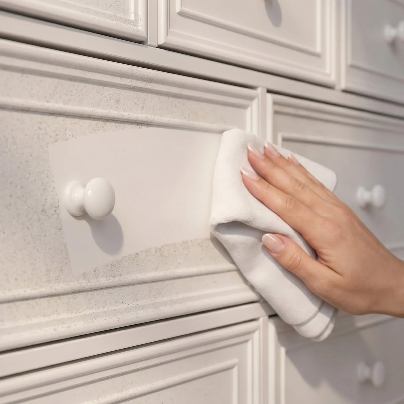 Solid Wood Changing Table with Drawers and Round Knob Handles-White