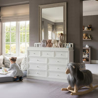 Solid Wood Changing Table with Drawers and Round Knob Handles-White