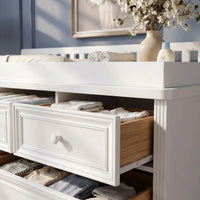Solid Wood Changing Table with Drawers and Round Knob Handles-White