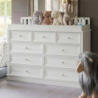 Solid Wood Changing Table with Drawers and Round Knob Handles-White
