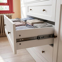 6-Door Wardrobe Armoire with Drawers - White