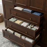 6-Door Wardrobe Armoire with Drawers - Dark Brown