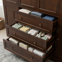 6-Door Wardrobe Armoire with Drawers - Dark Brown