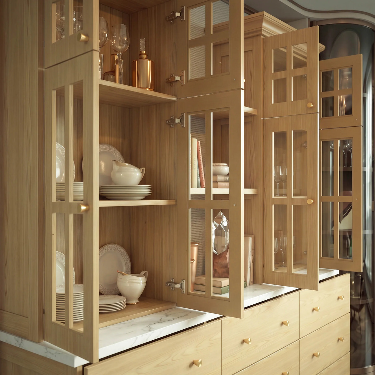 Grand Framed-Glass Storage Hutch