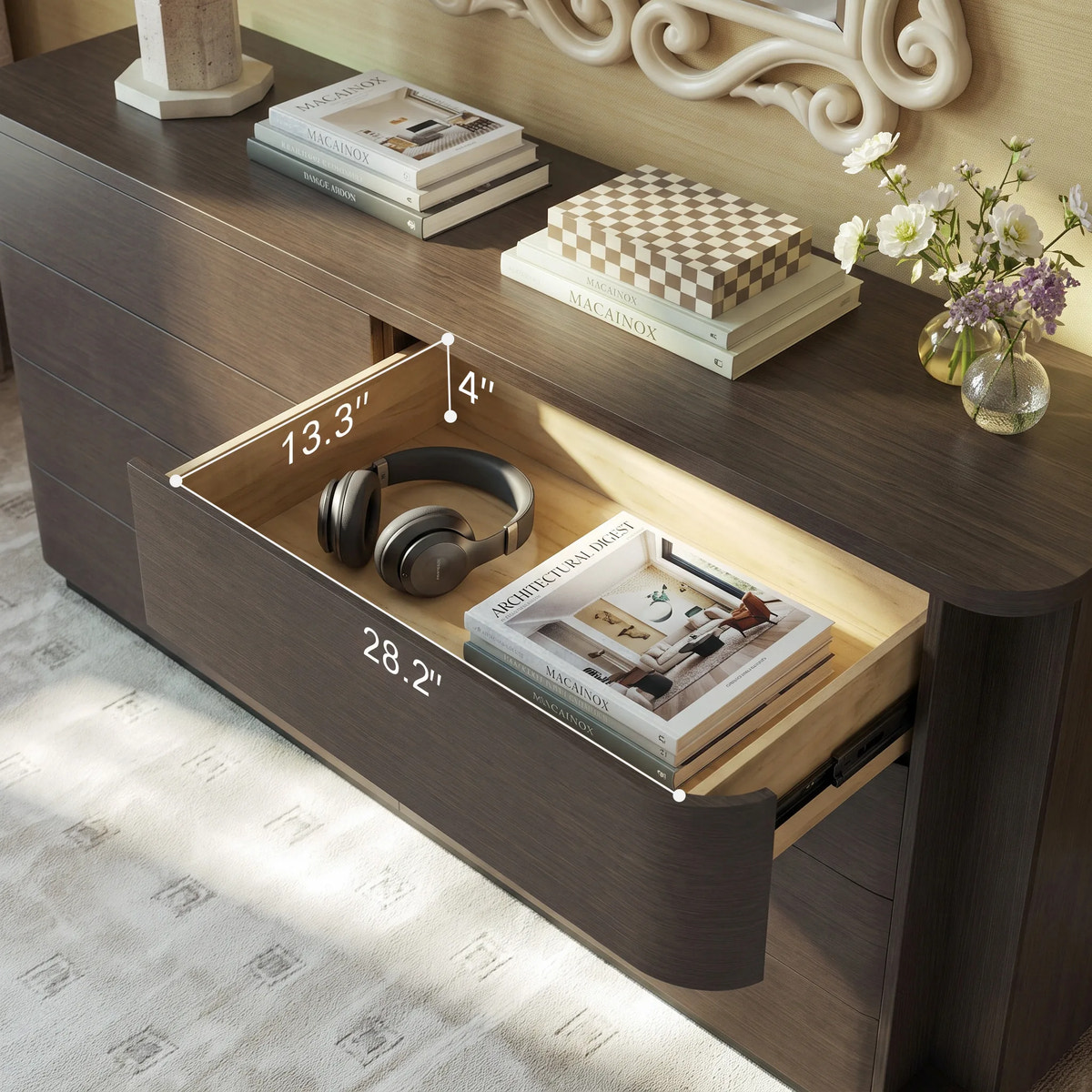 Orbis Soft Curve 8-Drawer Dresser – Black Walnut