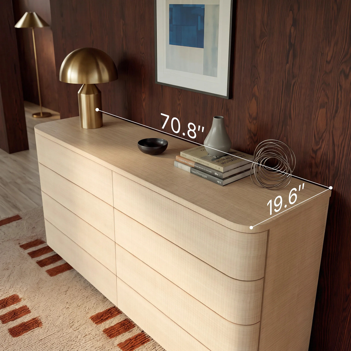 Orbis Soft Curve 8-Drawer Dresser – Natural Wood