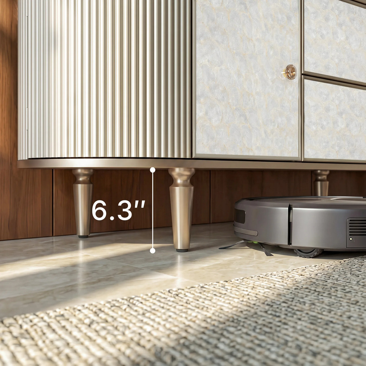 Nacre TV Stand with Mother-of-Pearl Fronts and Marble-Style Top