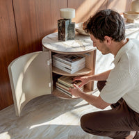 Nacre TV Stand with Mother-of-Pearl Fronts and Marble-Style Top