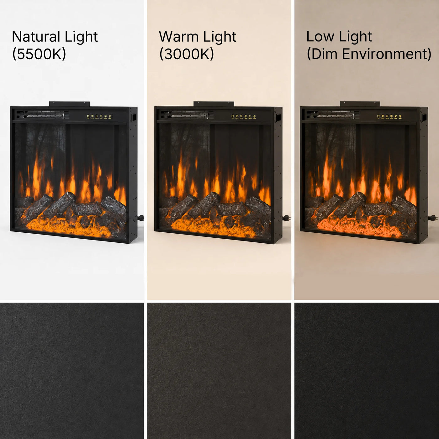 24-inch Electric Fireplace Insert with 12-Color Flame