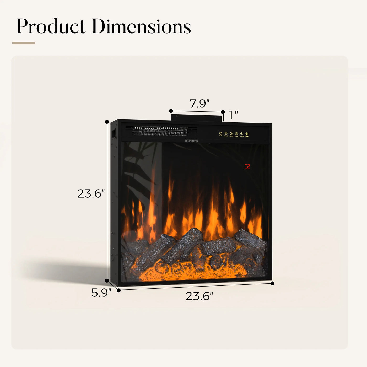 24-inch Electric Fireplace Insert with 12-Color Flame