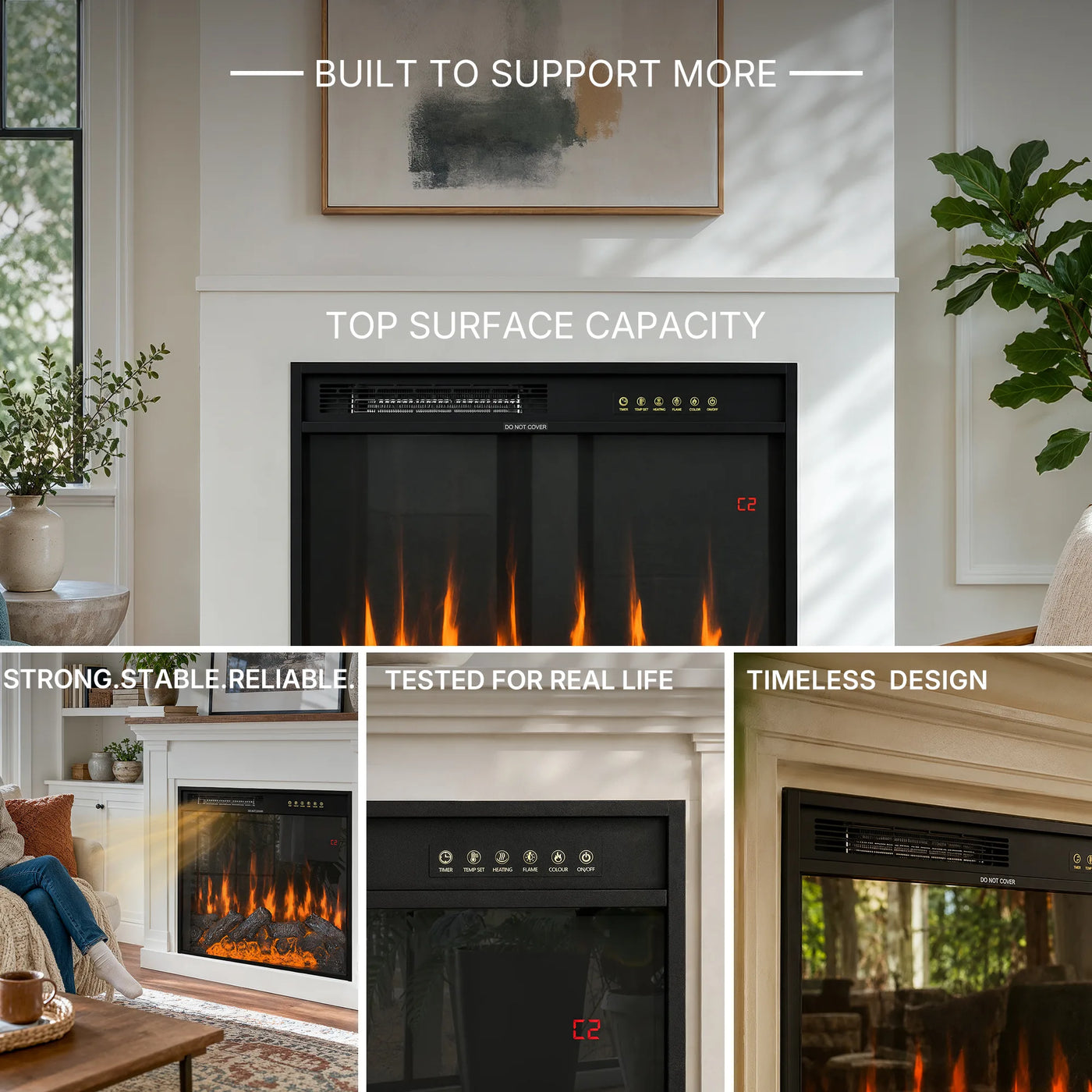 24-inch Electric Fireplace Insert with 12-Color Flame