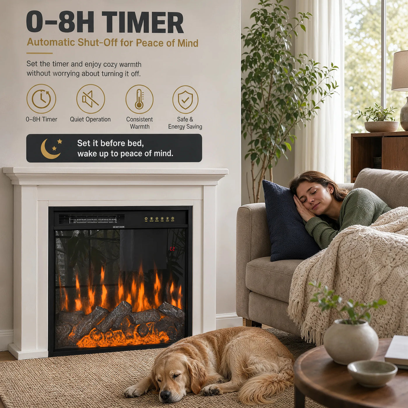 24-inch Electric Fireplace Insert with 12-Color Flame