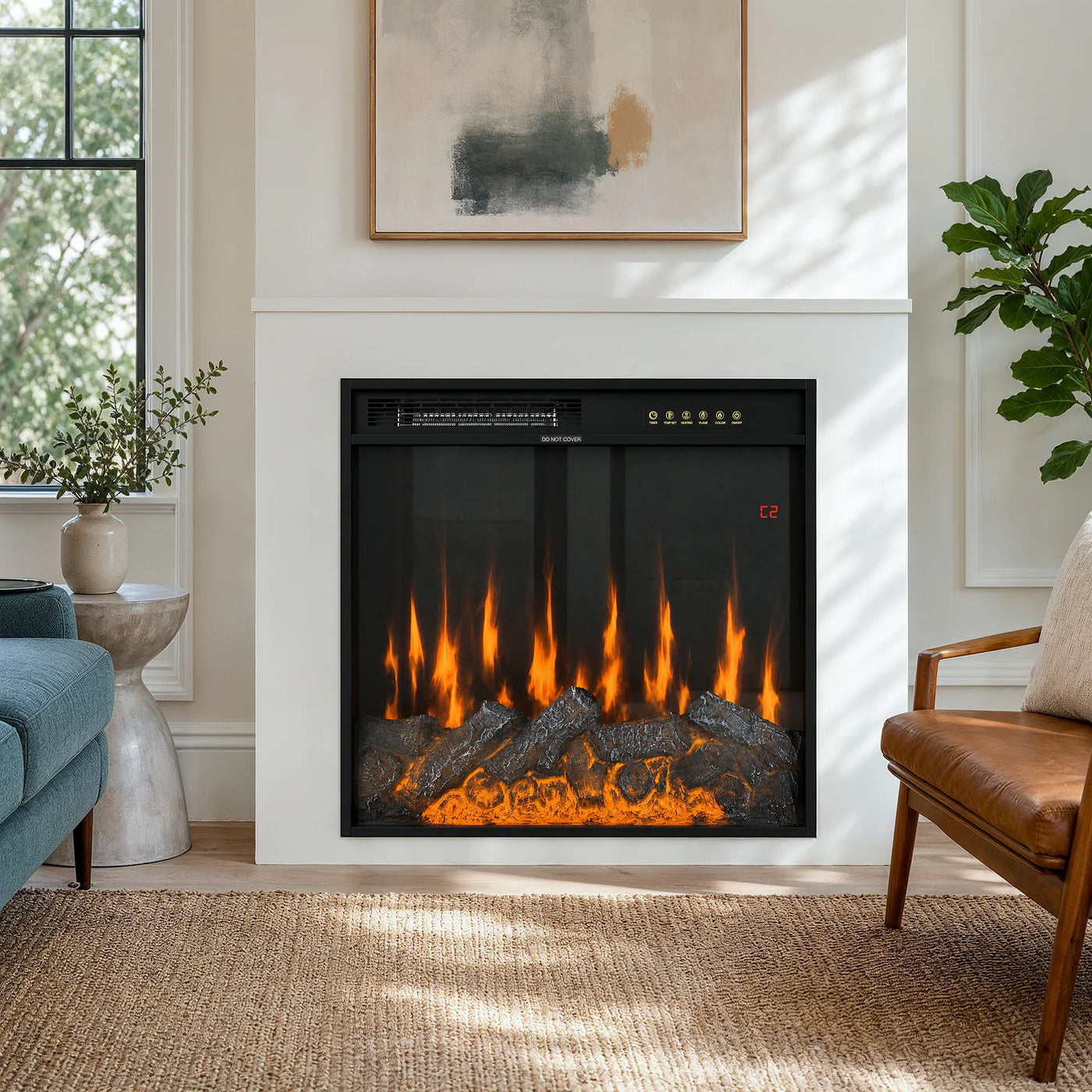 24-inch Electric Fireplace Insert with 12-Color Flame
