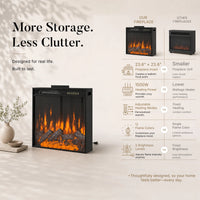 24-inch Electric Fireplace Insert with 12-Color Flame