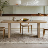 Rounded Edge Wood Grain Dining Table with Metal Frame