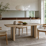 Rounded Edge Wood Grain Dining Table with Metal Frame