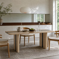 Rounded Edge Wood Grain Dining Table with Metal Frame