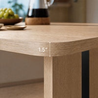 Rounded Edge Wood Grain Dining Table with Metal Frame