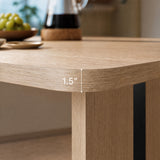 Rounded Edge Wood Grain Dining Table with Metal Frame