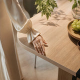 Rounded Edge Wood Grain Dining Table with Metal Frame