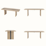 Rounded Edge Wood Grain Dining Table with Metal Frame