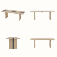 Rounded Edge Wood Grain Dining Table with Metal Frame