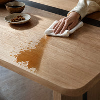 Rounded Edge Wood Grain Dining Table with Metal Frame
