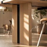 Rounded Edge Wood Grain Dining Table with Metal Frame