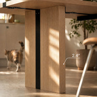 Rounded Edge Wood Grain Dining Table with Metal Frame