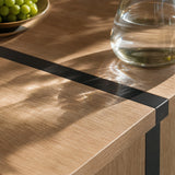 Rounded Edge Wood Grain Dining Table with Metal Frame