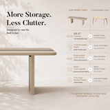 Rounded Edge Wood Grain Dining Table with Metal Frame