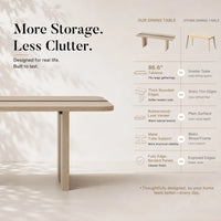 Rounded Edge Wood Grain Dining Table with Metal Frame