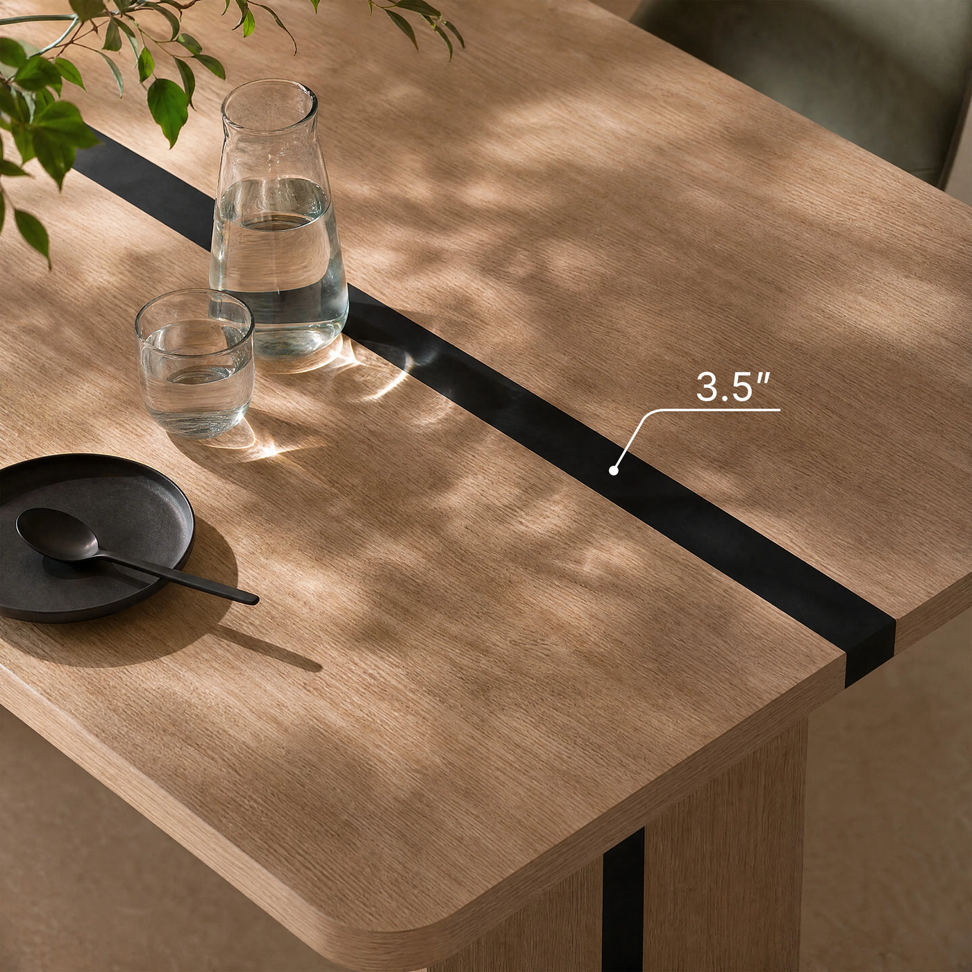 Rounded Edge Wood Grain Dining Table with Metal Frame