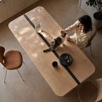 Rounded Edge Wood Grain Dining Table with Metal Frame
