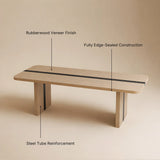 Rounded Edge Wood Grain Dining Table with Metal Frame