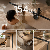 Rounded Edge Wood Grain Dining Table with Metal Frame