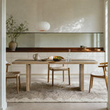 Rounded Edge Wood Grain Dining Table with Metal Frame