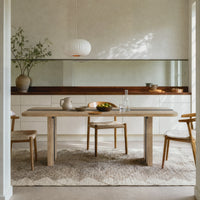 Rounded Edge Wood Grain Dining Table with Metal Frame