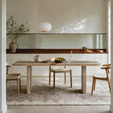 Rounded Edge Wood Grain Dining Table with Metal Frame