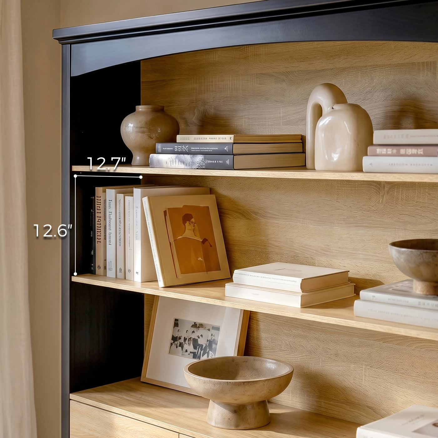 Bookcase and Display Cabinet with 5 Shelves and 3 Drawers