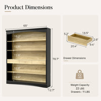 Bookcase and Display Cabinet with 5 Shelves and 3 Drawers