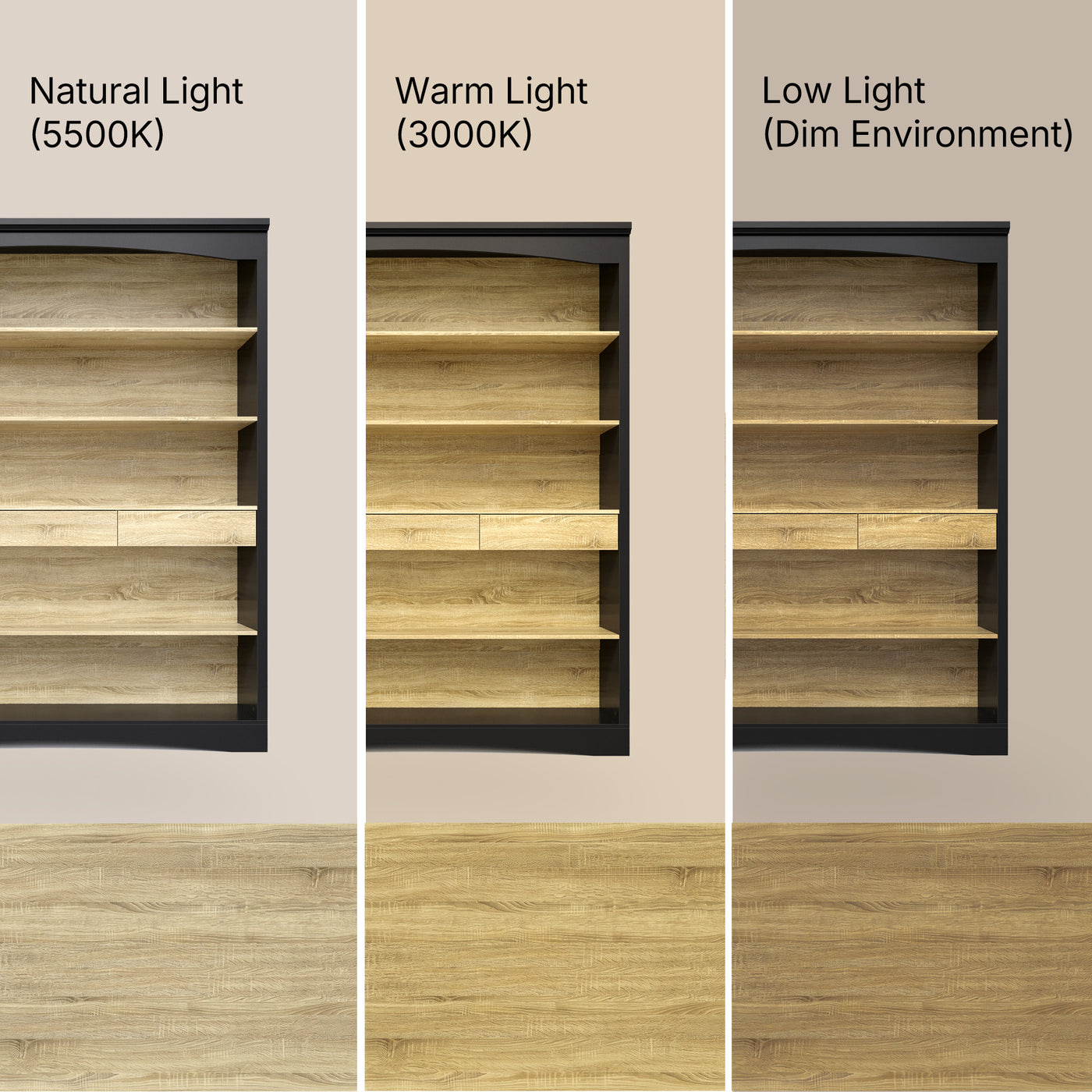 Bookcase and Display Cabinet with 5 Shelves and 3 Drawers